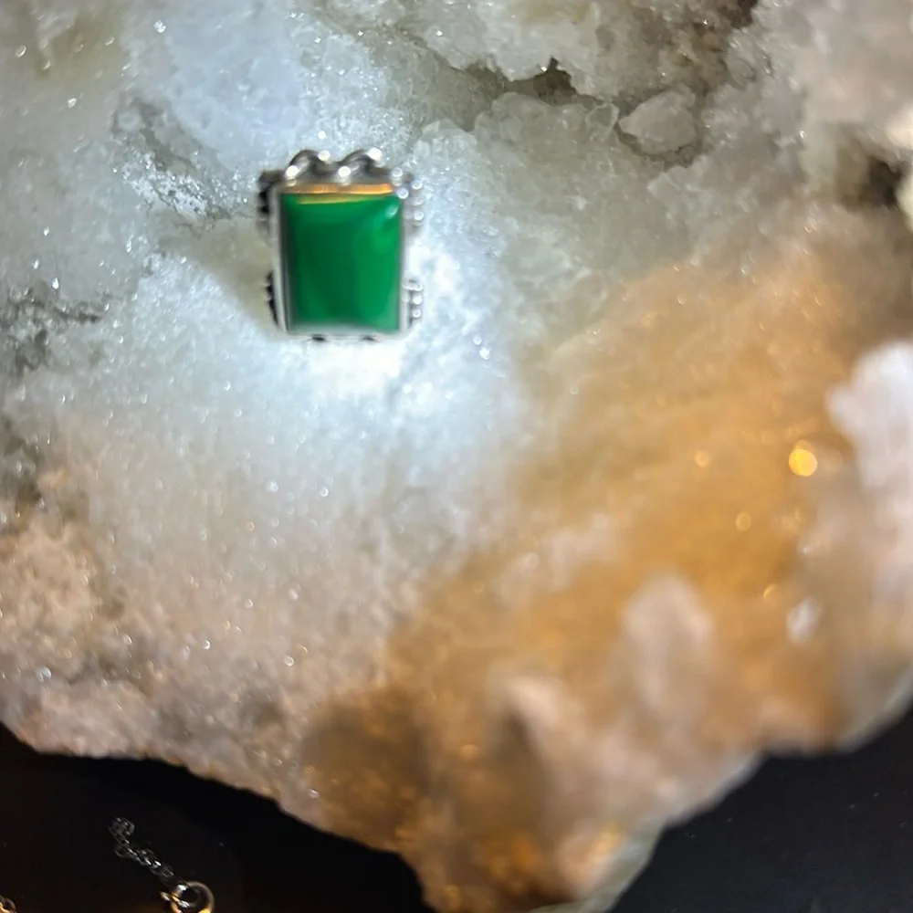 Silver malachite ring - Picture 4 of 8